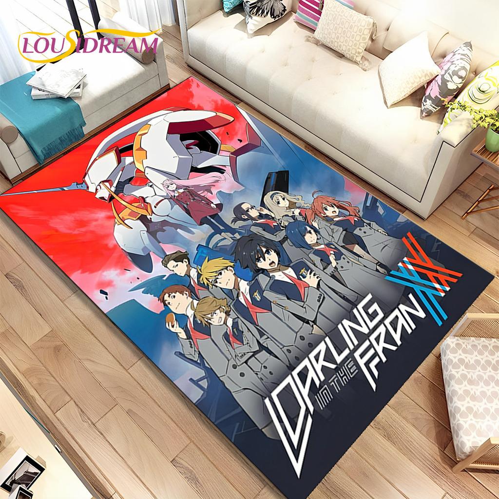 Аниме Zero Two DARLING In The FRANXX Коврик, Коврик для гостиной, спальни, дивана, коврик для двери, детский нескользящий напольный коврик