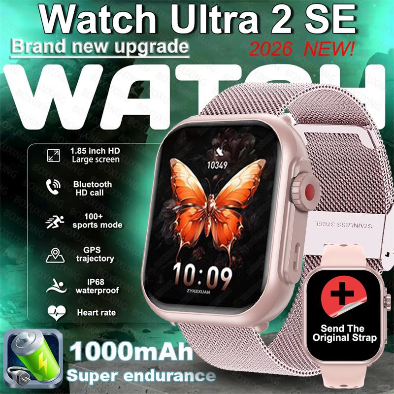 Новые умные часы Watch Ultra 2SE Мужские Женские 1,85-дюймовый HD AMOLED Полностью сенсорный экран IP68 Водонепроницаемые Bluetooth-звонки Умные часы Мужские