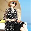 Spring Summer Mid Length Women's Thin Light Spotted Air-conditioned Shirt Draped Over A Shawl Sun Protection Long Sleeved Beach Jacket
