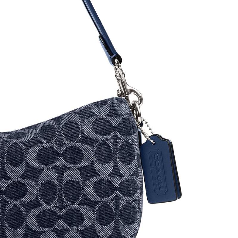 Coach CAT48 Brook Baguette Bag Signature Denim Blue LHRHY