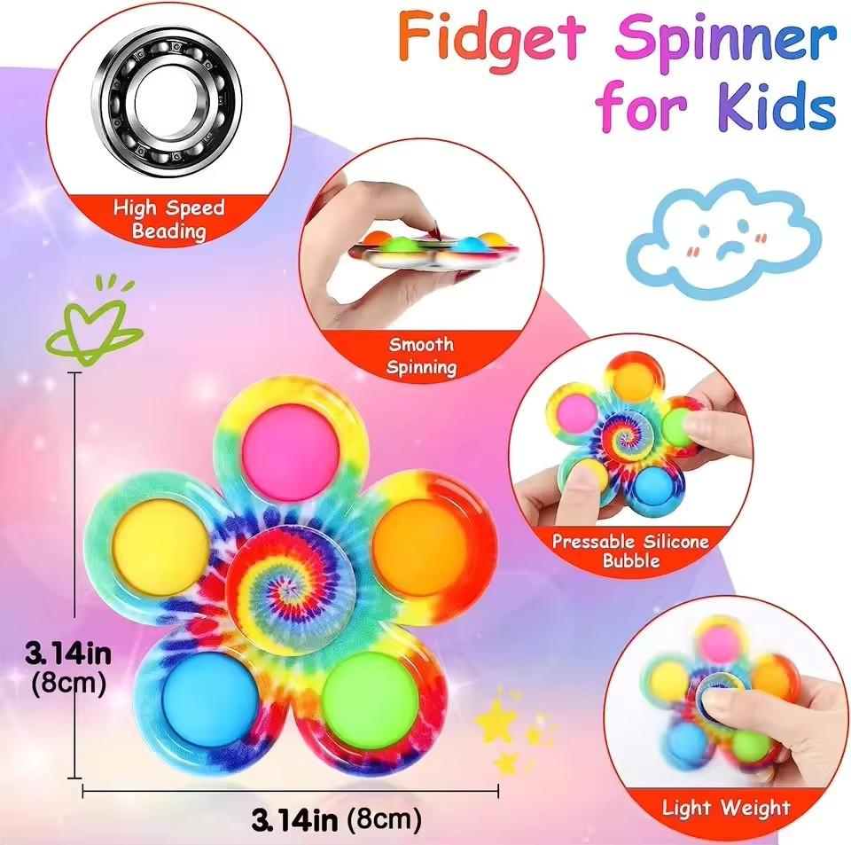 1/2/5Pcs Colorful Bubble Gyro Fidget Spinner Finger Bouncing Toy Pressing Bubble Spinner Adhd Children'S Anxiety Relieves Stress