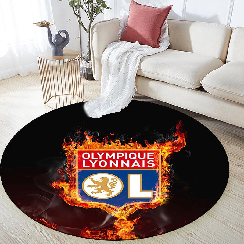 Olympique Lyonnais Round Area Rug,Carpet Rug for Living Room Bedroom Sofa Playroom Decor,Non-slip Floor Mat
