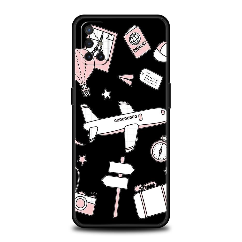 Чехол для телефона с картой мира в виде самолета для OnePlus 10 Pro 9 8T 8 Nord N10 7 7T 9R, черный чехол для 1 + Nord 2T CE 2 N100 N200 Z 5G