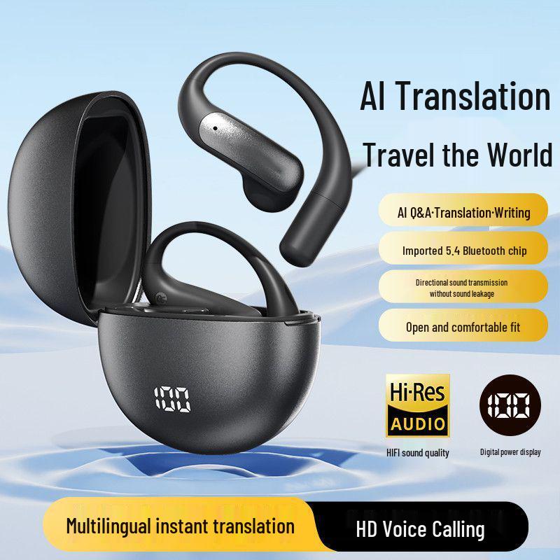 AI-наушники M118 Smart Translation с долгим временем работы от аккумулятора и дисплеем, полувкладыши, Bluetooth с креплением за ухо.