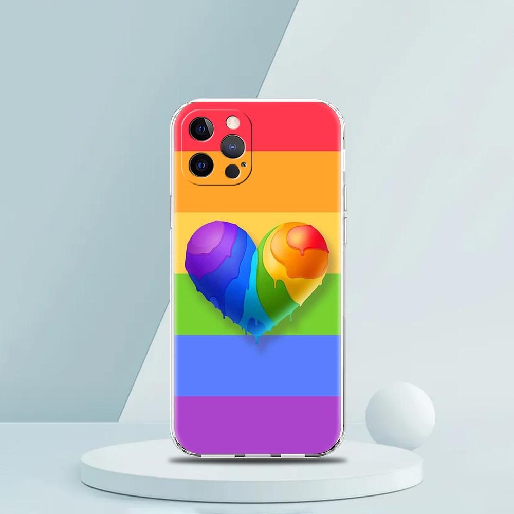 Gay Lesbian LGBT Rainbow Pride ART Phone Case for iPhone 16 15 14 13 12 Pro Max Transparent Soft for iPhone 11 Pro Max 7 8 Plus