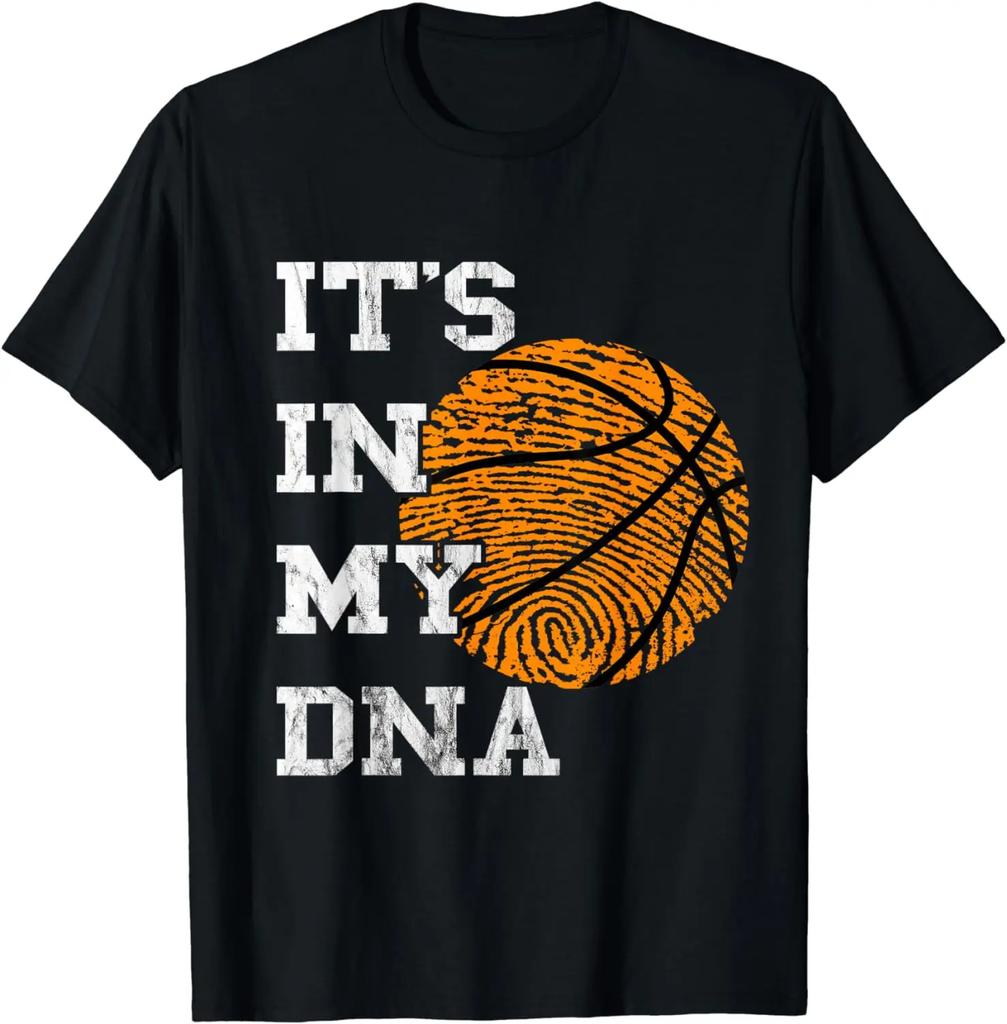 Basketball Its In My DNA Fingerprint Playing Basketball TShirt Short Sleeve Casual 100 Cotton Shirt