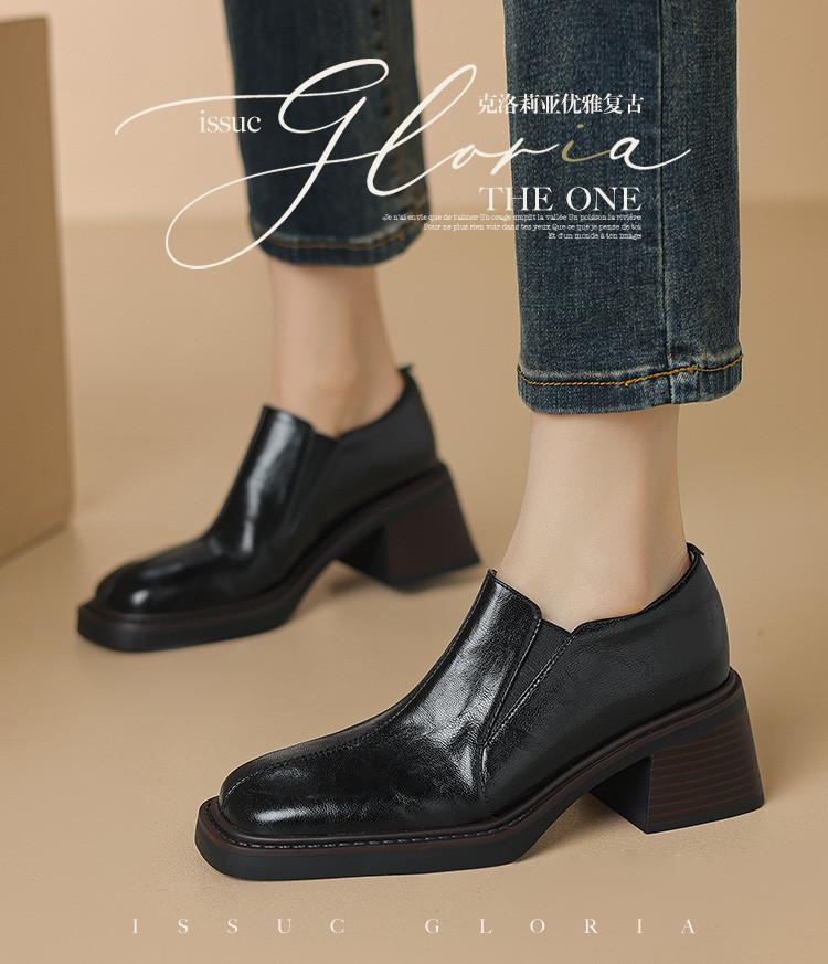 Spring Temperament Square Toe Thick Heel High Heels
