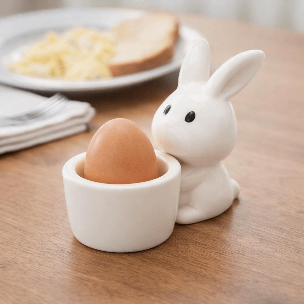 Smooth Ceramic Egg Cup Stable Easter Egg Tray Cup Eggs Display Rack Rabbit Eggs Cup Easter Decor