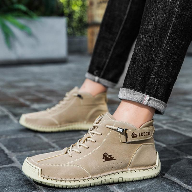 Модная мужская повседневная обувь Высококачественные ботильоны из коровьей кожи Модные кожаные ботинки ручной работы Высокие кроссовки для мужчин Zapatillas Hombre