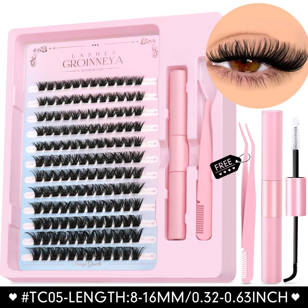 Xiaomi GROINNEYA Lash Clusters Kit Spikes Natural Volume Manga Eyelashes Mixed Tray DIY Natural Eyelash Extension at Home