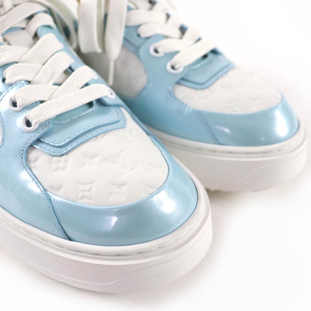 Great LOUIS VUITTON Low cut sneakers timeout line Monogram Light blue Women 37 Used