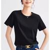 Women's Double-Sided Mercerized Cotton Slimming T-Shirt: Cool, Breathable, Plus Size, Regular Shoulder, Round Neck, Short Sleeve, Summer Wear.