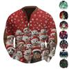 Mens Christmas Sweater Zip Up Sweatshirts Vintage Knit Graphic Sweatshirt Xmas Stand Collar Pullover