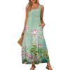Women's Casual Long-length Sundress Summer Beach Dress Round Neck Sleeveless Loose Sundress