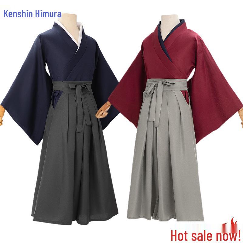 Rurouni Kenshin Himura Мужское красное кимоно для кендо Аниме Конвенция Костюм на Хэллоуин