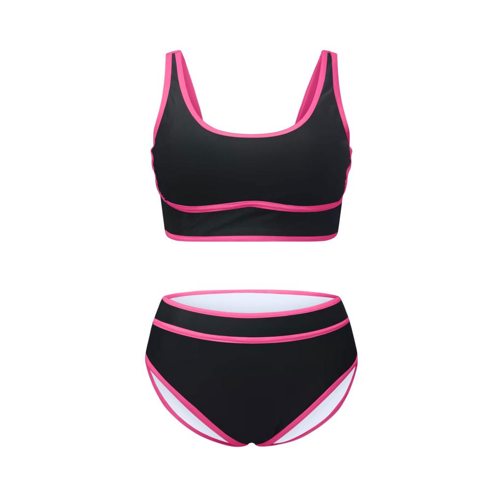 European and American split swimsuit sports style contrasting colors sexy bikini solid color bikini swimsuit