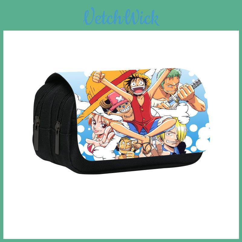 Двухслойная флип-обложка с рисунком из аниме One Piece, пенал для хранения канцелярских принадлежностей для студентов и профессионалов