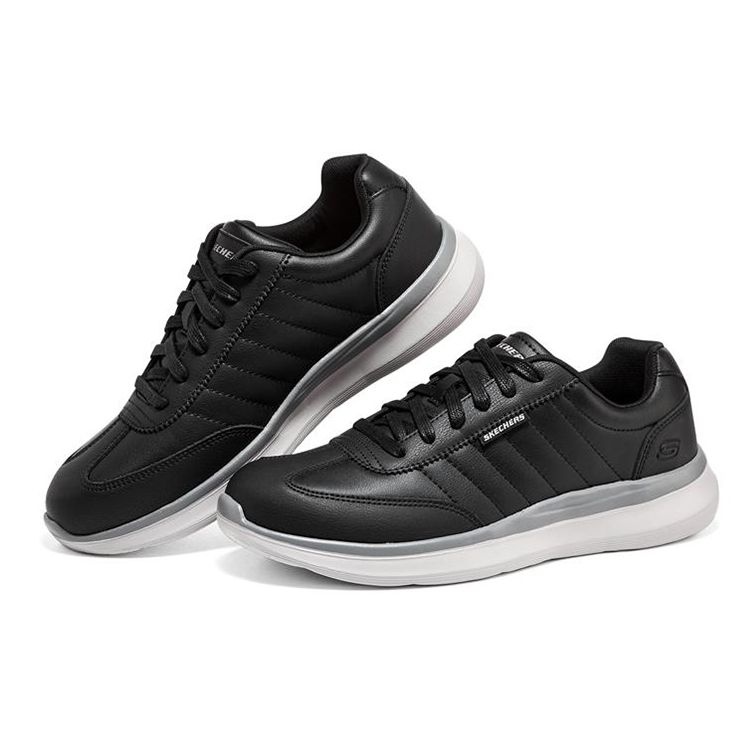 Skechers Delson 2.0 Удобные кожаные модные спортивные низкие повседневные кроссовки мужские Черный Белый 210247-BLK