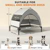 Portable Elevated Dog Bed with Removable Canopy, Cooling Raised Pet Cot for Small Medium Dogs, 76 x 61 x 70 cm