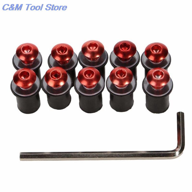 10 шт. алюминиевый мотоцикл M5 x 15 мм CNC ветровое стекло винты гайки крепеж комплект крепление мотоцикла