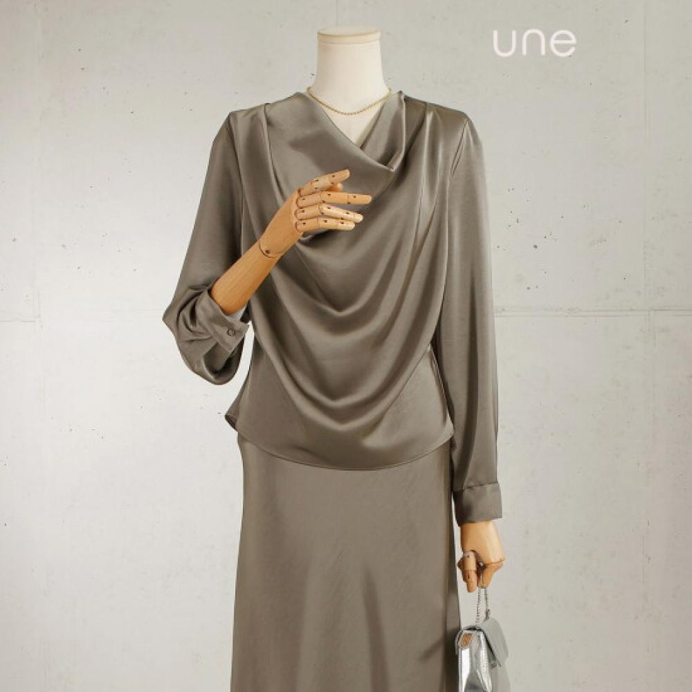 Win Elegance Satin Drape Neck Blouse