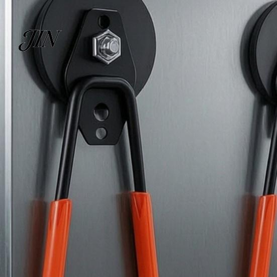 Heavy Duty Tool Storage Hooks Magnetic Double-Claw Hook, Anti-Slip Rubber Coated Garage Hooks, Hanging Universal for Garden Shovel Trailer Cord