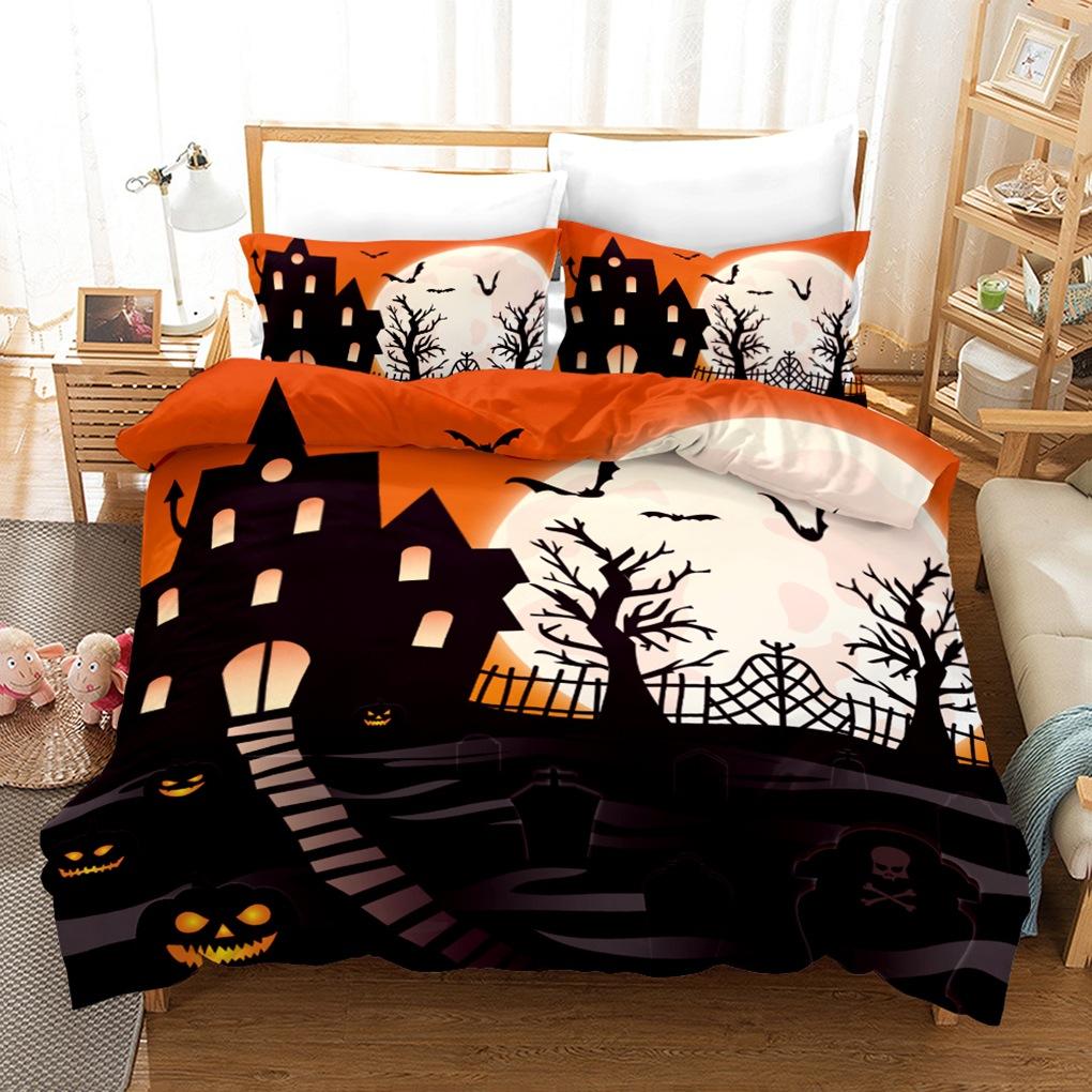 3D Halloween Bedding Set Pumpkin Ghost Quilt Cover Pillow Case 2 or 3 Pieces DE135 * 200 Halloween Atmosphere Decoration Soft Home Decoration