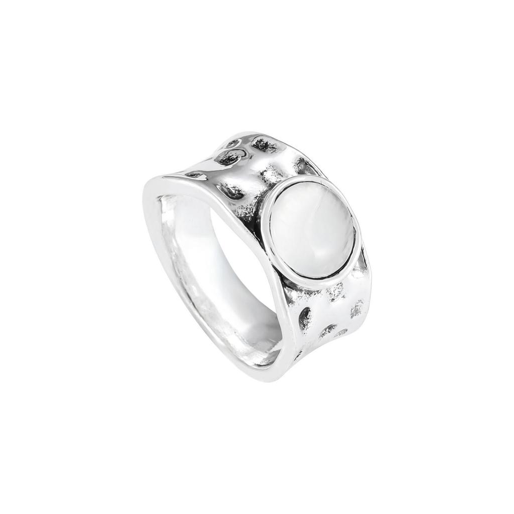 Jianjie Creative Retro Moonstone Wide Band Men's Ring - European and American Popular Jewelry