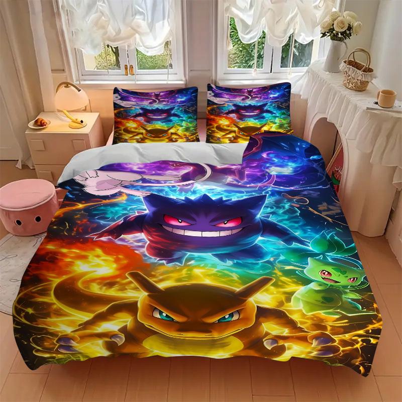 3pcs Pokémon, Charmander Bedding Set. Soft and Comfortable with No Core Included (1x Duvet Cover + 2x Pillow Covers) yy251010221