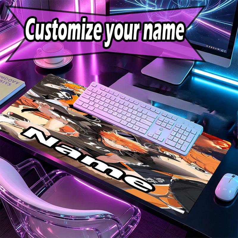 Custom Name Personalized Haikyu Pattern Mousepad, Laptop PC Desk Mat, Decorative Desk Mat for Home Keyboard Pad Gift
