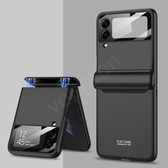 Магнитный адсорбционный защитный чехол для Samsung Galaxy Flip4 Z Flip 4, ультратонкий матовый жесткий пластиковый чехол со стеклянным объективом