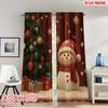 Набор из 2 плотных печатных штор «Счастливого Рождества» Модные шторы Снеговик Елка Подарки Полиэстеровые шторы с цифровой печатью Семейные шторы