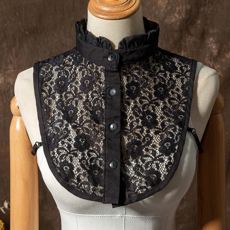 Lace Ruffles Fake Collar Detachable Sweater Decoration Collar Hollowed Out Stand Up Collar Half Shirts for Girls Women