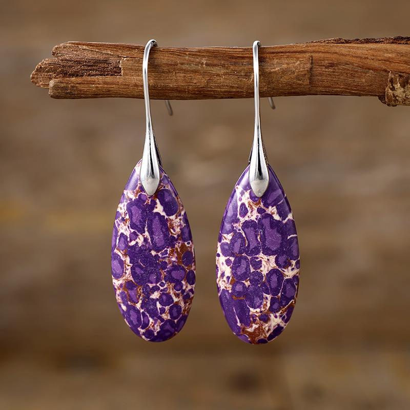 Bohemian Emperor Stone Water Drop Pendant Earrings European and American Popular Ins Jewelry