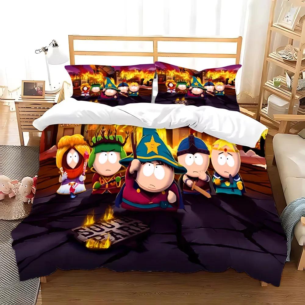 Пододеяльник S-South Park Наволочка Комплект постельного белья Взрослый Мальчик Девочка Украшение спальни Детский подарок Односпальный Двуспальный Большой размер
