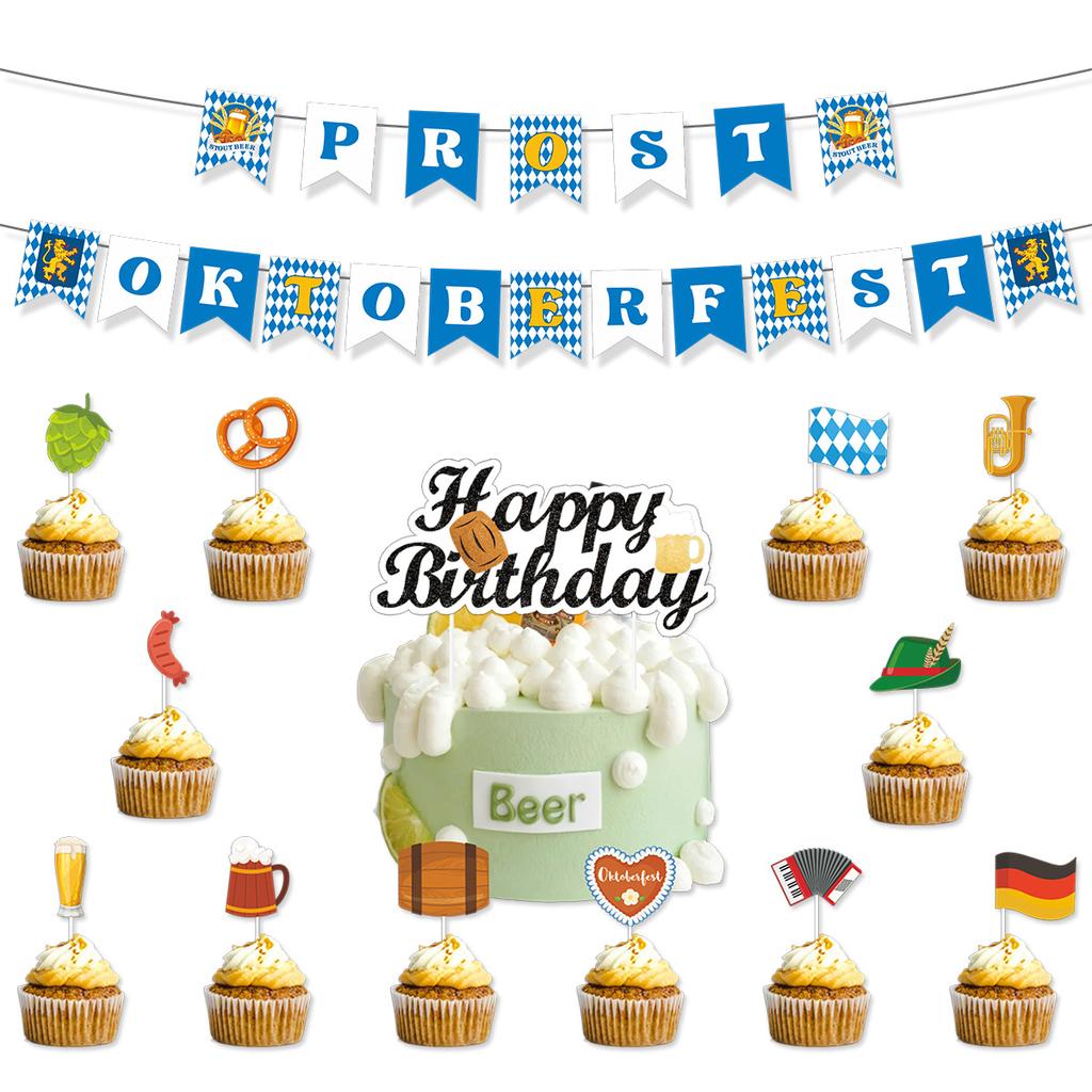 Oktoberfest Party Glasses Kit with German Festival Bunting Banner, Photo Booth Props, Customizable Celebration Essential