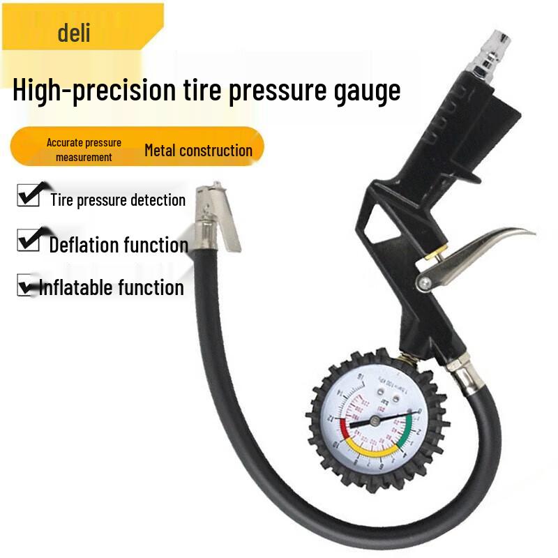 Deli Наружный манометр для шин с надувной головкой
