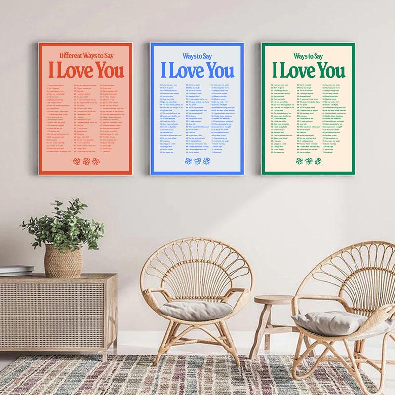 Современный постер Разные способы сказать «Я люблю тебя» Картина на холсте Скандинавское слово Цитата Печать Модные картины Настенное искусство Украшение дома
