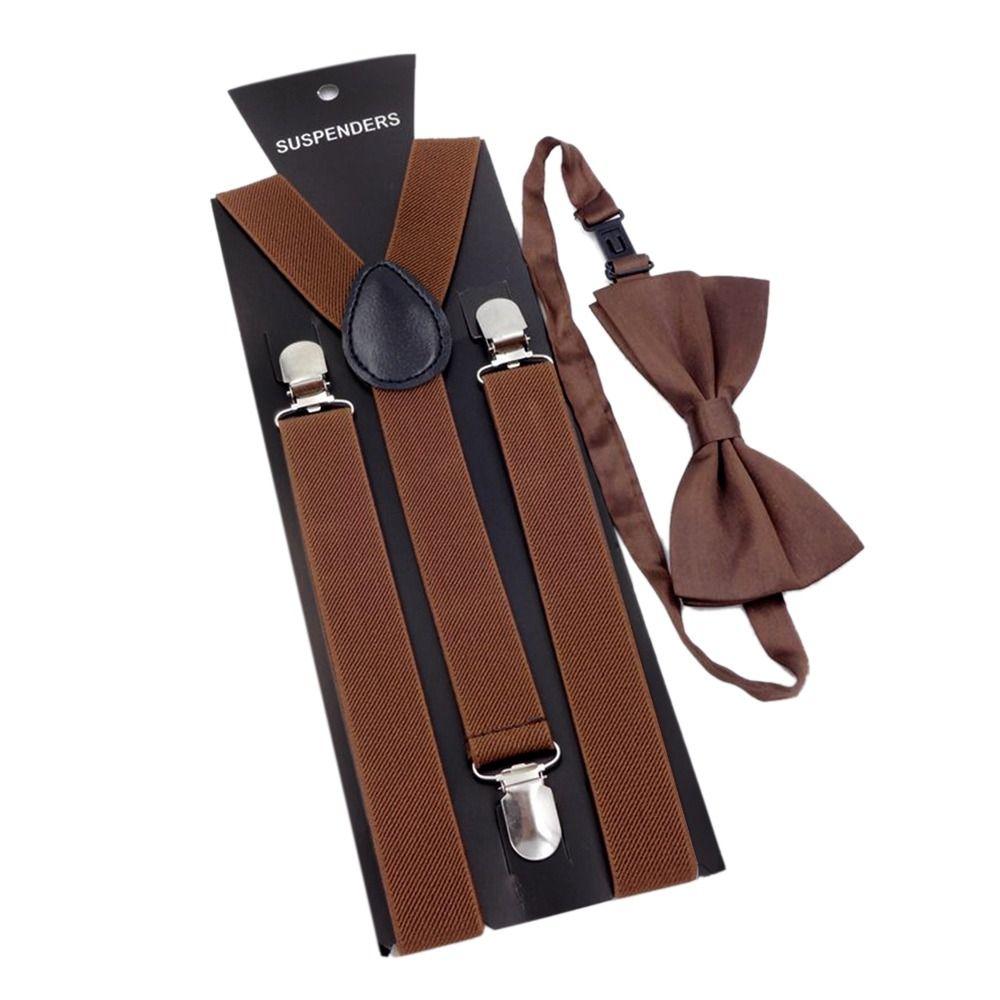 Эластичные мужские и женские однотонные подтяжки унисекс регулируемые ремни галстуки-бабочки комплект
