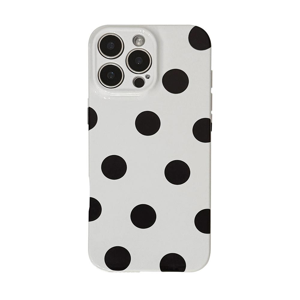 Корейский INS Белый Черный Горошек Чехол для Телефона для iPhone 17 16 15 Pro 14 13 Pro Max Модный Ударопрочный Милый Простой Мягкий Чехол-Крышка