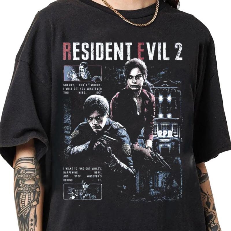Ретро футболка Resident Evil Requiem, Игровая футболка Resident Evil, Летняя новая хлопковая ретро унисекс повседневная модная футболка