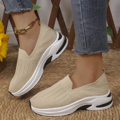 Европа и США Большие ярды обувь Повседневная Flyknit Set Foot Весна и осень Одиночные туфли Женские Новые Толстые Нижние Склоны с Женской Обувью