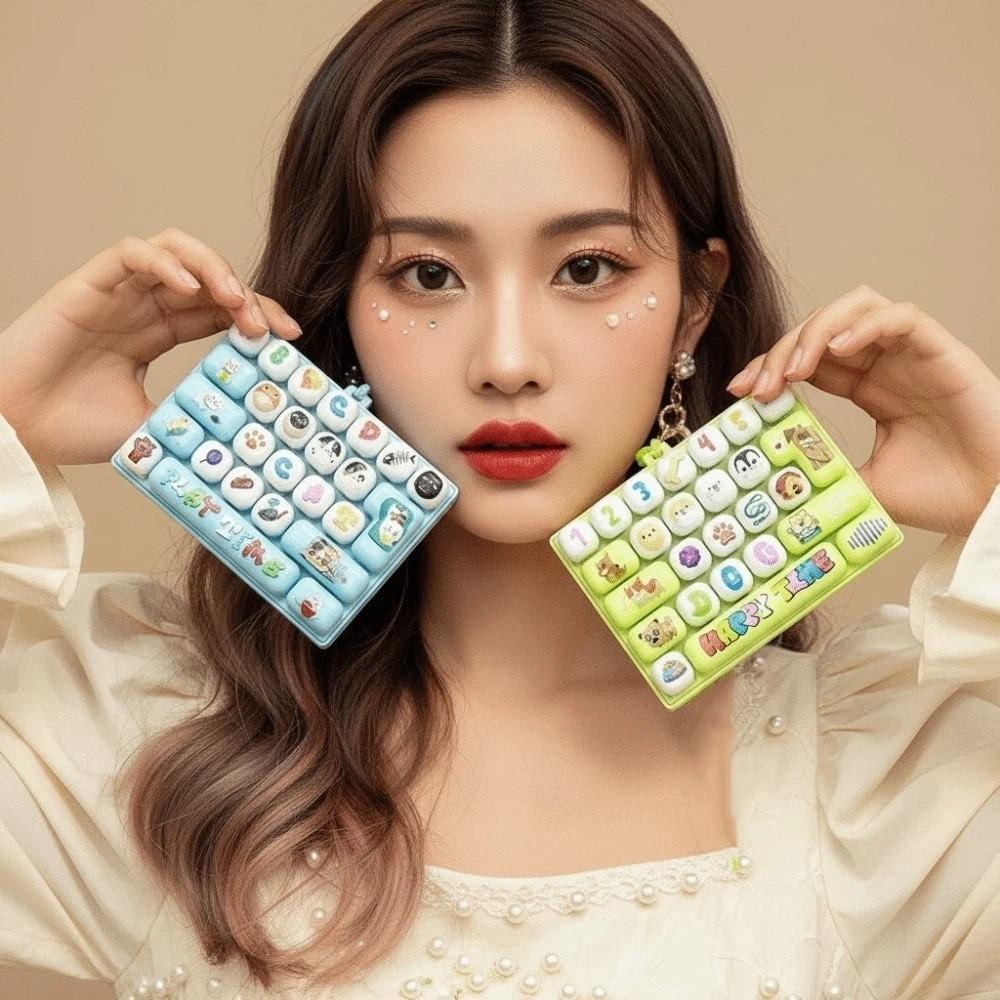 Cute Cartoon Keyboard Fidget Toy 26 Keys Layout Backpack Key Chain Pendant Students