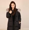 Пуховик женский средний и длинный 2024 зима новая корейская версия мода свободный выше колена утолщенный капюшон большой меховой воротник куртка