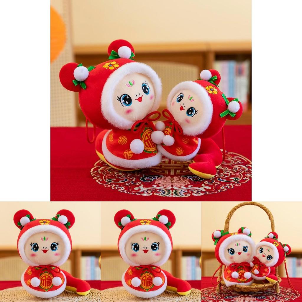 Очаровательная плюшевая змея, игрушка-талисман года, мягкая и приятная на ощупь кукла для новогодних празднований