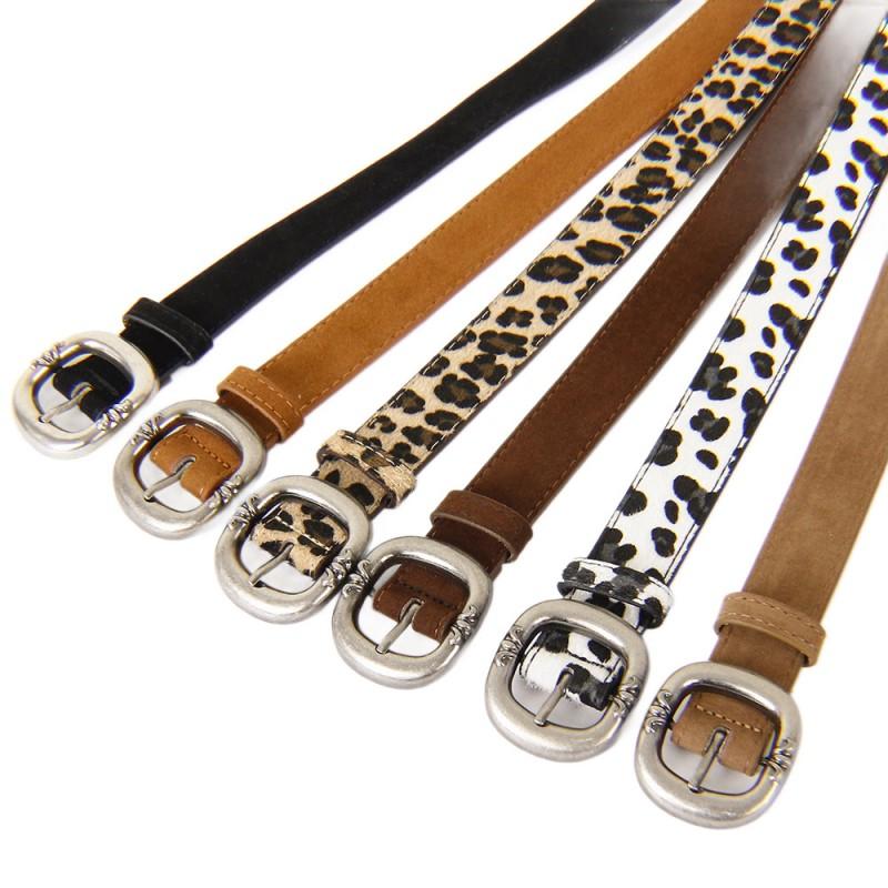 Womens Leopard Print Belt Fashion Versatile Pin Buckle Waistband Retro Trend Accessory