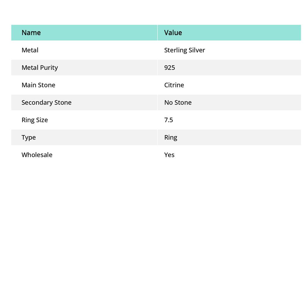 Citrine Gemstone Handmade 925 Sterling Silver Jewelry Ring Size 7.5 B4Q08