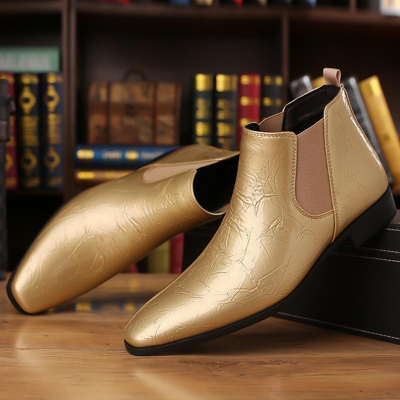 Новые Челси Мужская Обувь ПУ Синие Модные Универсальные Business Casual Британский Стиль Уличная Одежда для Вечеринок Классические Ботильоны