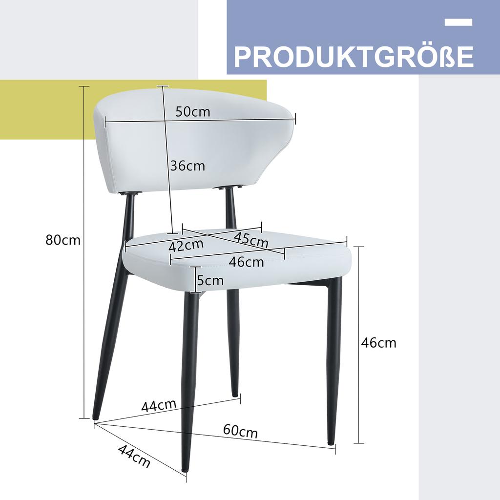 White Minimalist Ergonomic Dining Chair with Curved Backrest – Opens Up a New Seating Posture Full of Comfort and Elegance. Package with 2 Chairs.