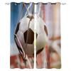 2Panels Cartoon Football Net Blue Curtains for Kitchen Bedroom Living Room Window Curtains Grommet Top cortinas para el hogar